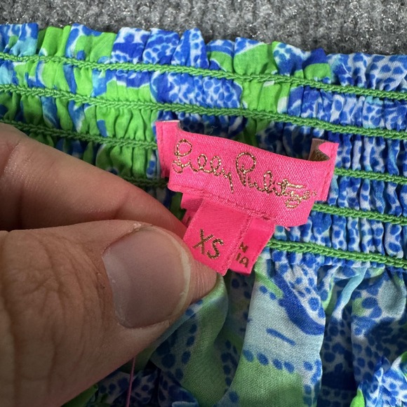 Lilly Pulitzer Dress Extra Small Blue Green Maribeth Coverup Cabana Green Keepin - Picture 5 of 11